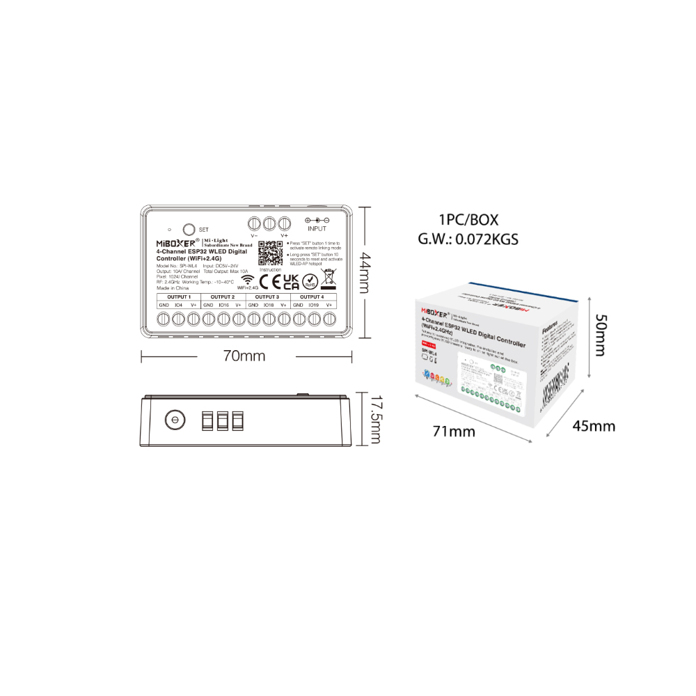 Wifi Led Dimmer - Miboxer SPIW5-4 5 en 1, contrôleur