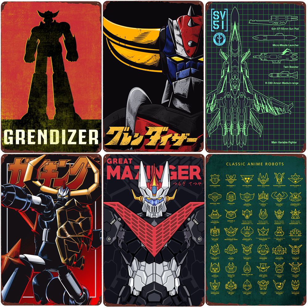Smart Home Icon - Panneau métallique Vintage Robots Anime classiques,