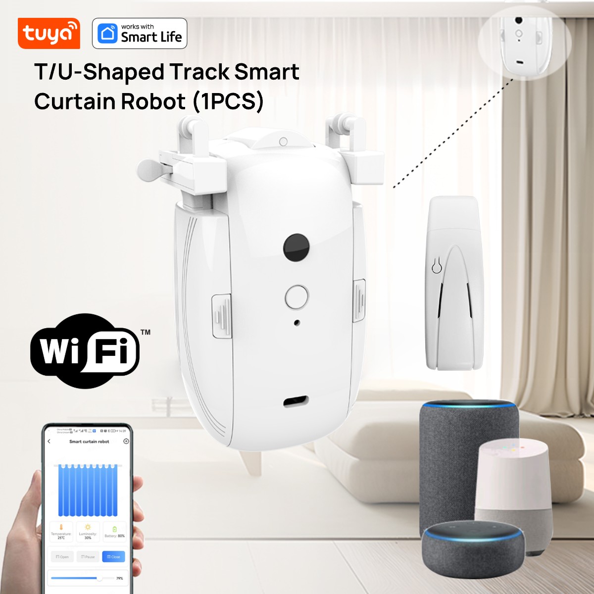 Smart Home Living - Tuya-Robot rideau WiFi intelligent, compatible avec
