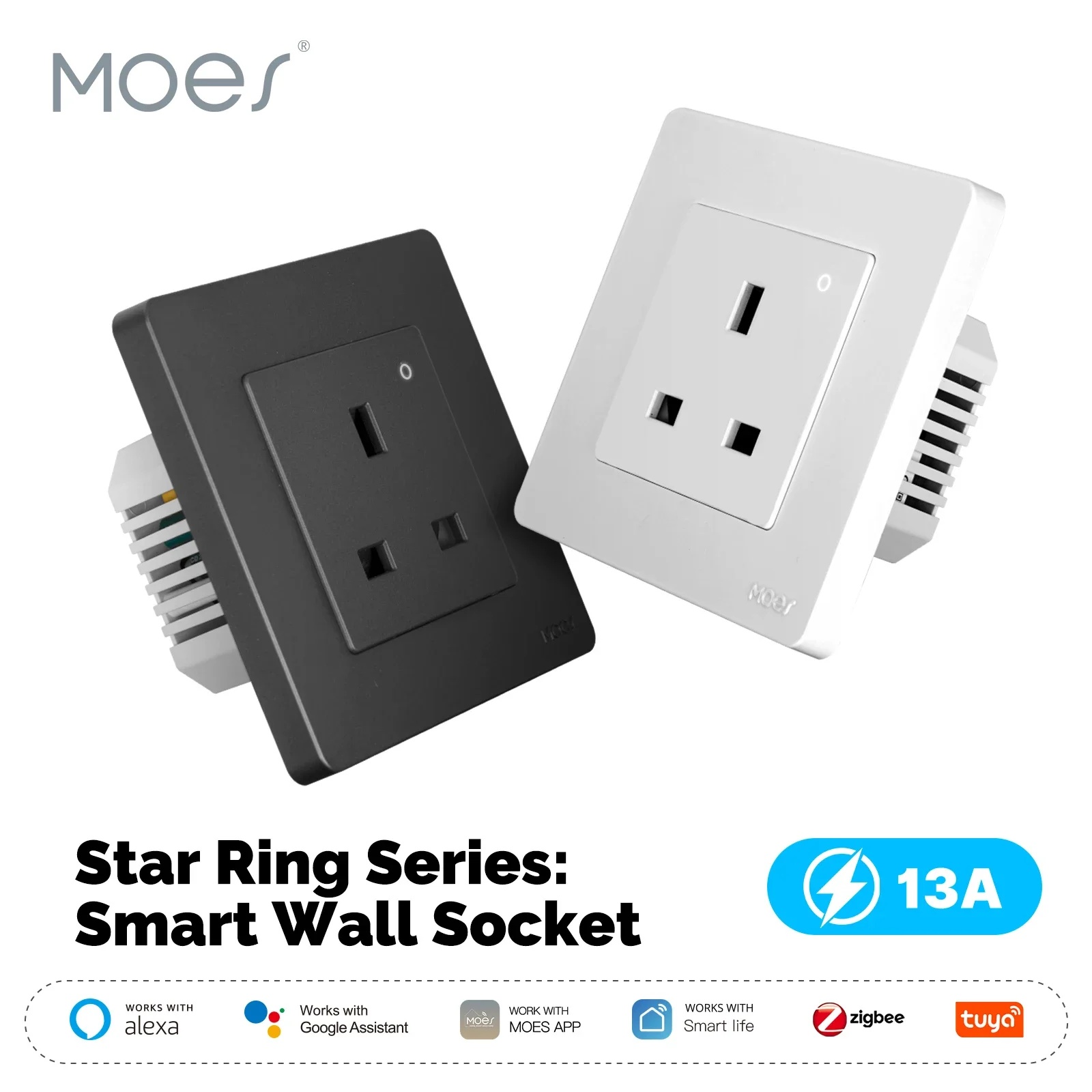 Smart Home Energy App - Prise intelligente encastrée murale MOES Tuya