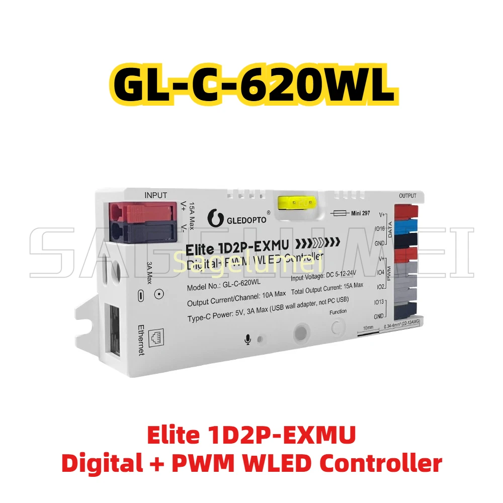Wifi Led Dimmer - Contrôleur WLED Elite 1D2P-EXMU GL-C-620WL avec