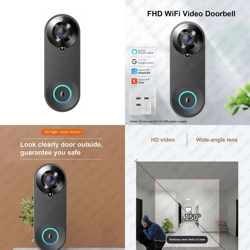 Wifi Doorbell Camera - Sonnette vidéo WiFi Kadonio 1080P avec
