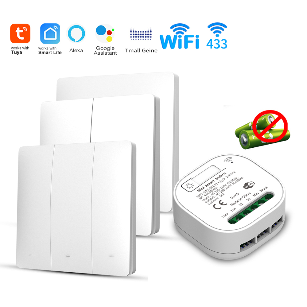 Smart Home Energy - Interrupteur d'éclairage intelligent WiFi Tuya auto-alimenté,