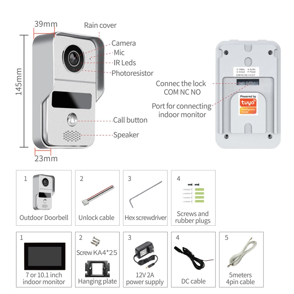 Interphone de porte, 10,1 pouc - Wifi Doorbell Camera avis et prix